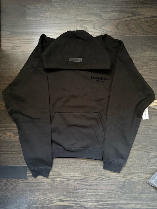 Essentials Sweaters - Fear Of God Essentials Hoodie SS22 Stretch Limo Black Size Large